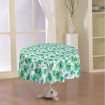 Mantel Decorativo Tergal Estampado Palmas Redondo