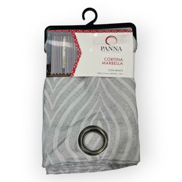 Cortina Jaquard Geométrico Marbella Arillos Gris Perla
