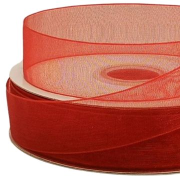 Listón De Organza Liso Rojo #5