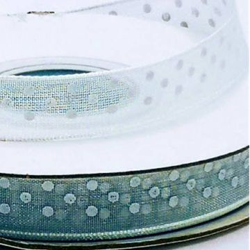 Listón De Organza Con Lunares Turquesa #1.5 9 mm
