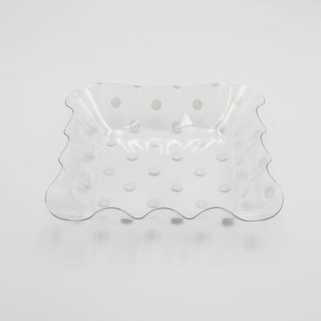 Recipiente de Plástico Blanco / Puntos 29.5 x 29.5 x 5.5 cm