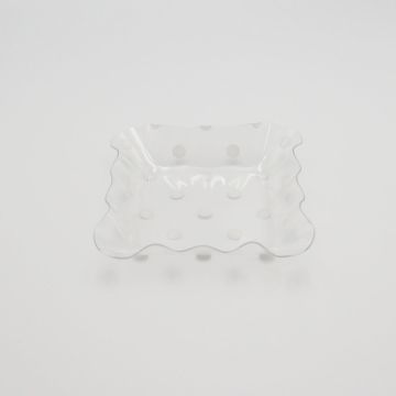 Recipiente de Plástico Blanco / Puntos 18 x 18 x 4 cm