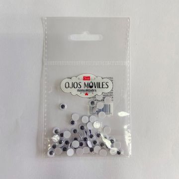 Ojos Movibles Blanco-Negro 6 mm Redondo