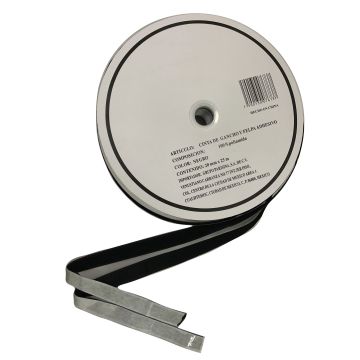 Cinta de Gancho y Felpa Negro 20 mm