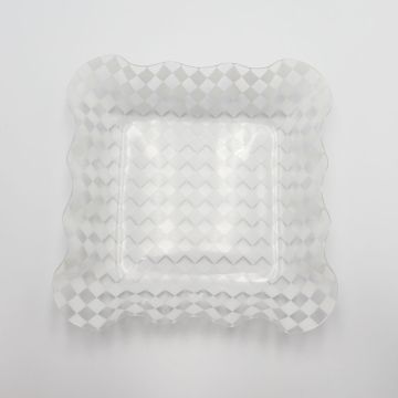 Recipiente de Plástico Blanco / Cuadricula 22.5 x 22.5 x 4.7 cm