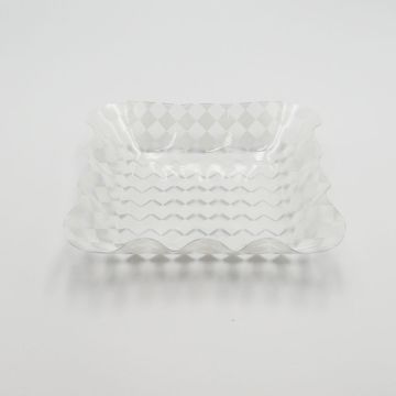 Recipiente de Plástico Blanco / Cuadricula 18 x 18 x 4 cm