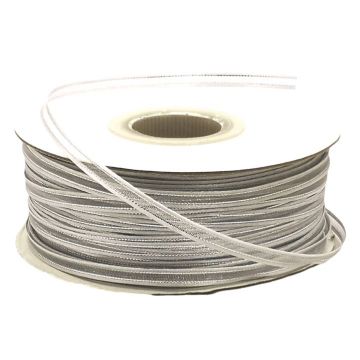 Listón de Organza con Orilla Metálica Blanco-Plata #0