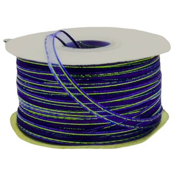 Listón de Organza con Orilla Metálica Azul Marino-Oro #1