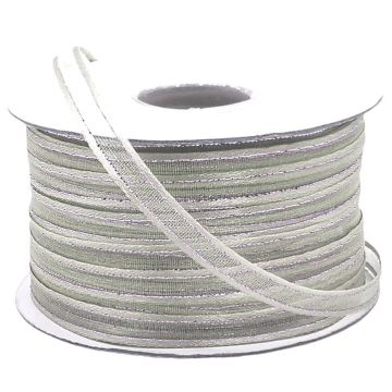 Listón de Organza con Orilla Metálica Blanco-Oro #1