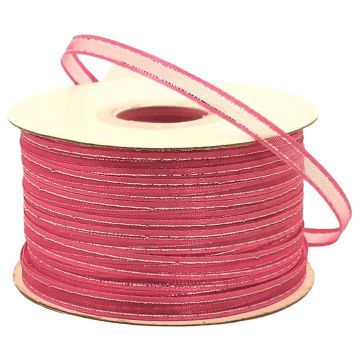 Listón de Organza con Orilla Metálica Rosa-Oro #1