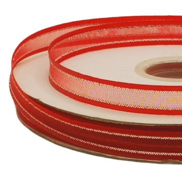 Listón de Organza con Orilla Metálica Rojo-Plata #1.5