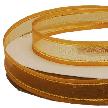 Listón de Organza con Orilla Metálica Oro-Oro #3