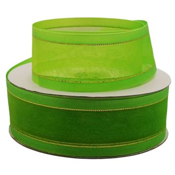 Listón de Organza con Orilla Metálica Manzana-Oro #9