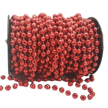 Perla En Rollo Rojo Facetada Metálica