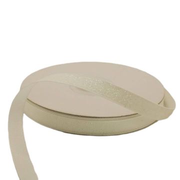 Listón Barrotado Con Diamantina Blanco Iris 3/8"