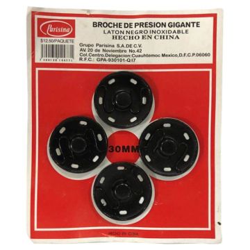 Broche De Presión Gigante Negro 30 mm