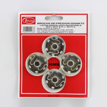 Broche De Presión Gigante Plata 30 mm