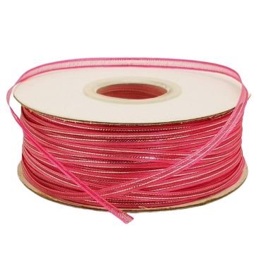 Listón de Organza con Orilla Metálica Fiusha-Plata #0