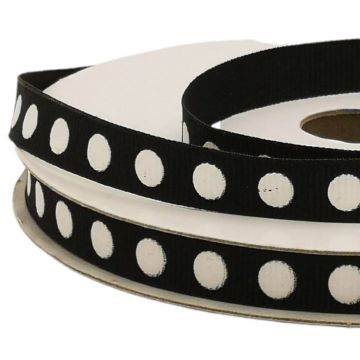 Listón Popotillo Lunares Negro