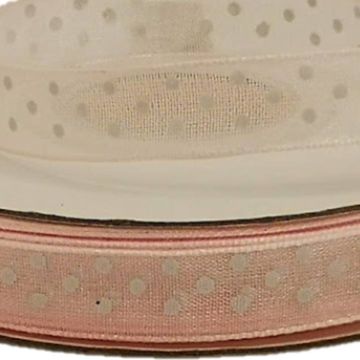 Listón De Organza Con Lunares Rosa #1.5 9 mm