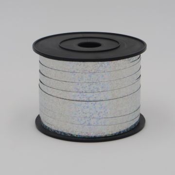 Listón Curly Parisina Holográfico Plata