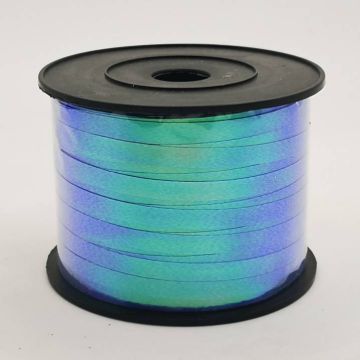 Listón Curly Azul Iris Iridiscente