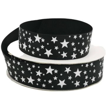 Listón Popotillo Estrellas Negro