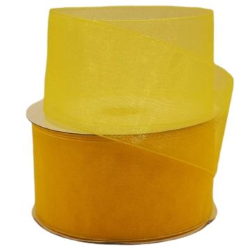 Listón De Organza Liso Amarillo Canario #12