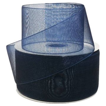 Listón De Organza Liso Azul Marino #12