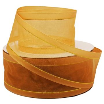 Listón de Organza con Orilla Metálica Oro-Oro #12
