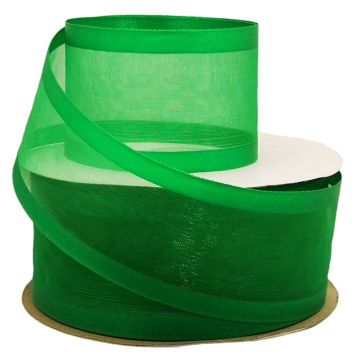 Listón de Organza Satín Liso Verde Bandera #12