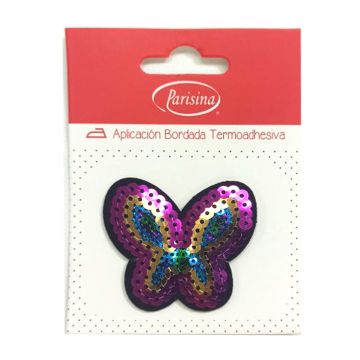 Aplicación Bordada con Lentejuelas Parisina Mariposa de Frente