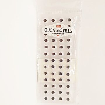 Ojos Movibles c/adhesivo Blanco-Negro 8 mm Redondo