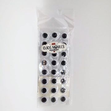 Ojos Movibles c/adhesivo Blanco-Negro 12 mm Redondo