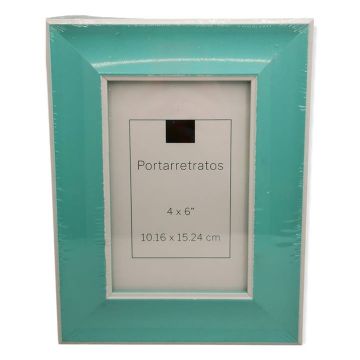 Portarretrato Decorativo Azul Con Blanco 4 x 6"