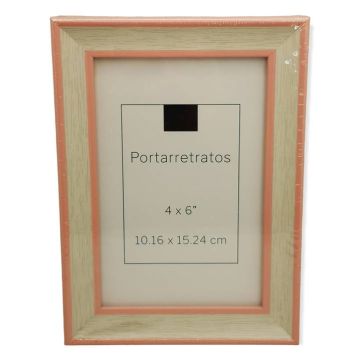 Portarretrato Decorativo Blanco Con Rosa Pastel 4 x 6"