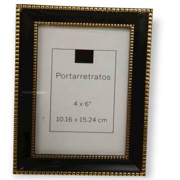 Portarretrato Decorativo Negro Con Dorado