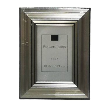 Portarretrato Decorativo Plata-Negro 4" x 6'' DB105-C