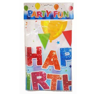 Mantel de Plástico Estampado Azul Happy Birthday