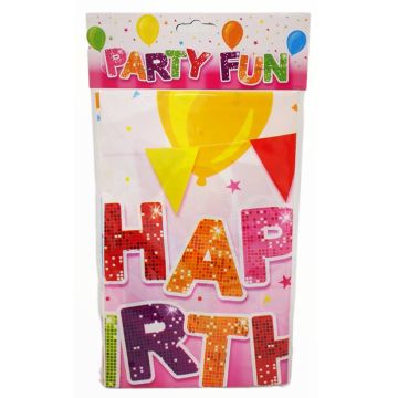 Mantel de Plástico Estampado Rosa Happy Birthday