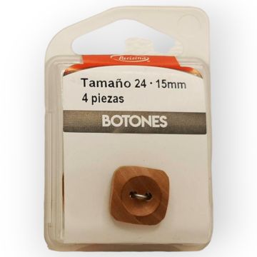 Botones en Cajita 15 mm Madera Natural Mod.1542428