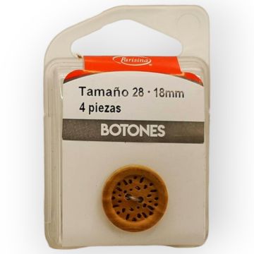 Botones en Cajita 18 mm Madera Natural Mod.1552828