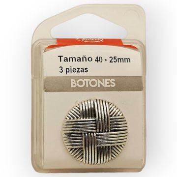 Botones en Cajita 25 mm Plata Mod.3324082