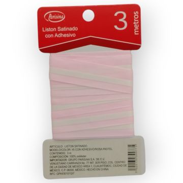 Listón Satinado con Adhesivo Rosa Pastel #5