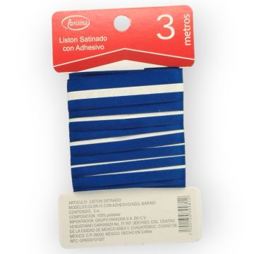 Listón Satinado con Adhesivo Azul Marino #5