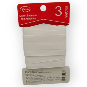 Listón Satinado con Adhesivo Blanco #9