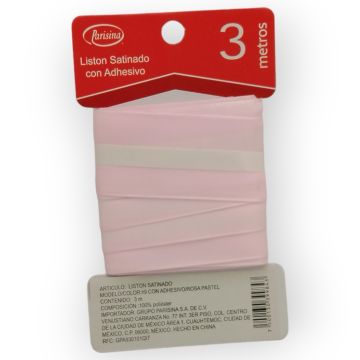 Listón Satinado con Adhesivo Rosa Pastel #9