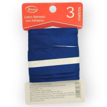 Listón Satinado con Adhesivo Azul Marino #9