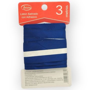 Listón Satinado con Adhesivo Azul Marino #12