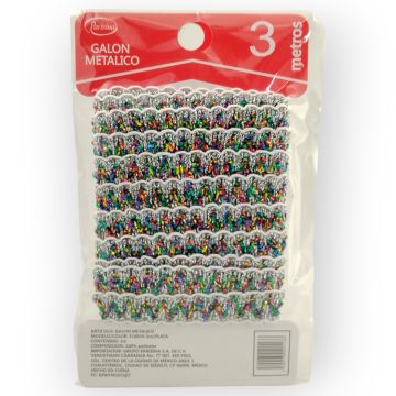 Galón Metálico de 3 m Plata Fl8859